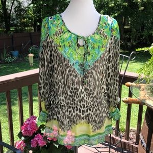 Mushkaby Sienna Rose Semi Sheer Top Small